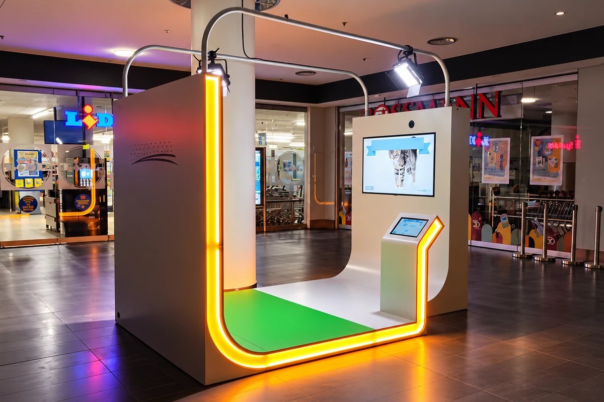 Interaktive Selfie-Photobox-Installation mit großem Display